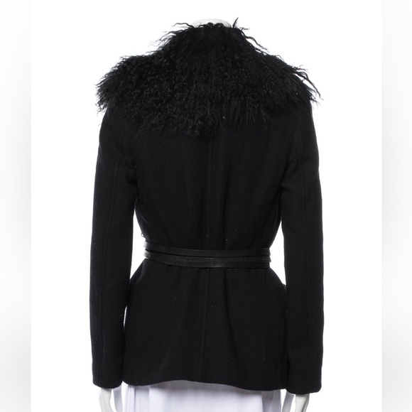 Maison Margiela Goat Fur trim and wool coat with leather wrap belt - Picture 2 of 6